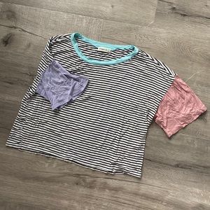 Ginger G – Striped Crop Top with Colored Sleeves